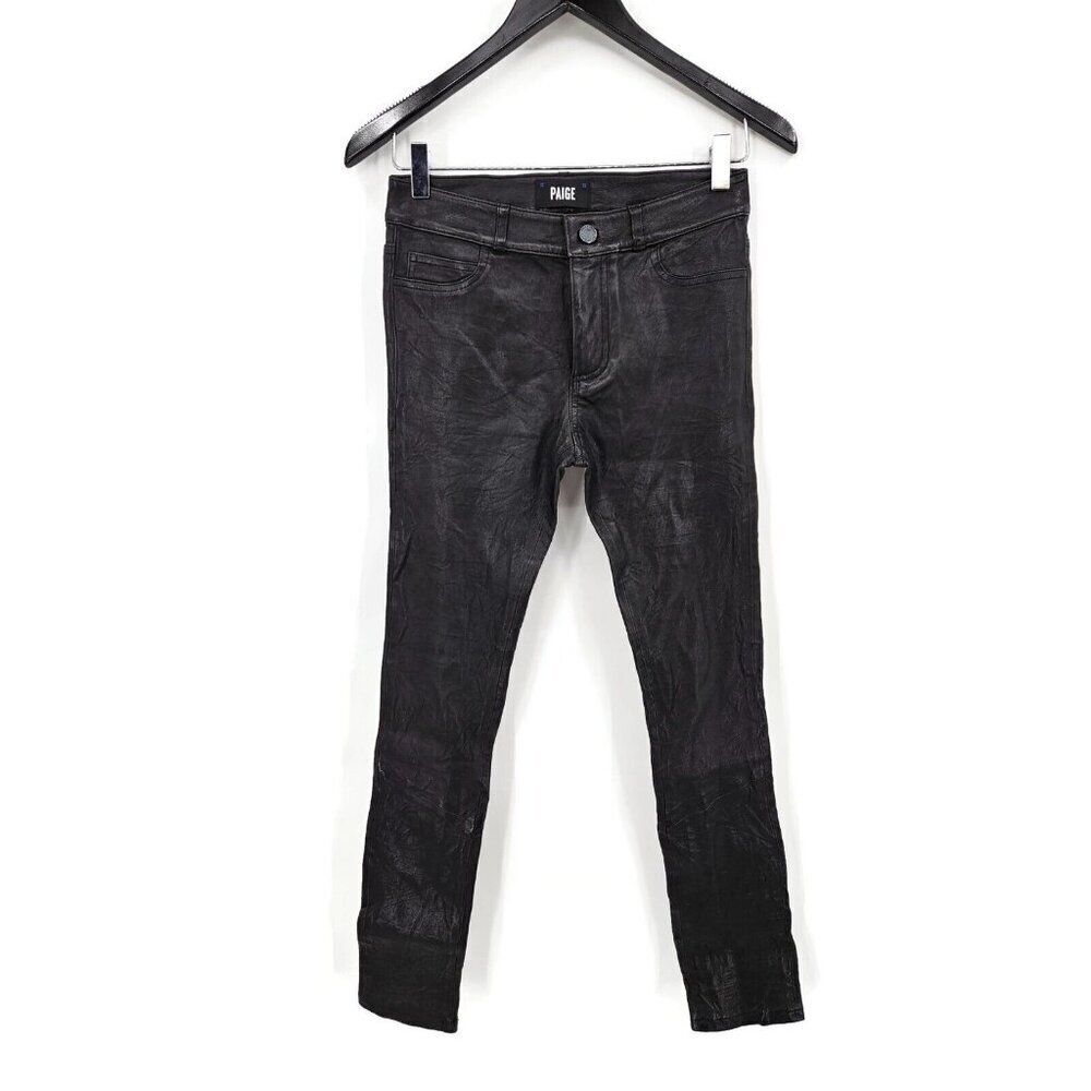 NWOT Paige Verdugo Black Leather Pants Womens 26 Ankle Skinny - Picture 3 of 7